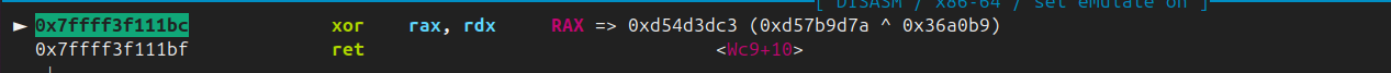 Instruction where xor rax, rdx finalizes the handler pointer